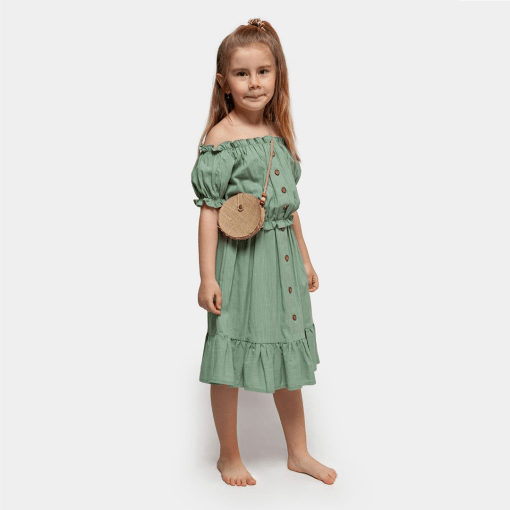 Mädchen Kleidung Set aus Bluse, Rock und Tasche | grün | 6-9 Jahre
