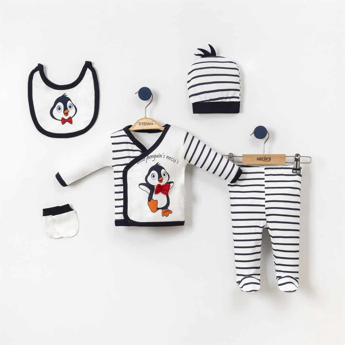 Baby Kleidung Set – Erstausstattung 5-tlg. – Motiv: Pinguin